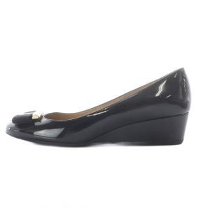 Salvatore Ferragamo Ninna エナメル ウェッジソール パンプス 5.5 黒 ブラック /SR