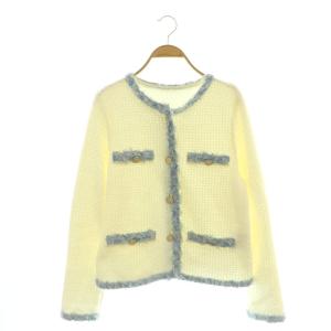 26SS MIXブレードニットジャケット ノーカラージャケット 2 オフホワイト ブルー /DF OS