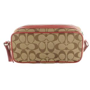 COACH シグネチャー ショルダーバッグ スクエア型 ベージュ 赤 6616 /MI OS