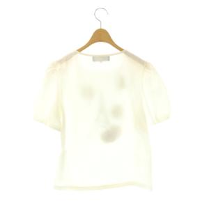 M'S GRACY バラ装飾 プリントTシャツ L ホワイト エッフェル塔 パフスリーブ 半袖 /OK OS