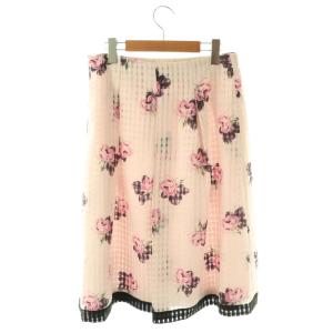 M'S GRACY フラワーモチーフタックフレアスカート ひざ丈 40 ピンク /DF OS