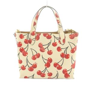 COACH 2WAYバッグ ハンドバッグ ショルダーバッグ チェリー柄 アイボリー 赤 黒 CA111 /MI OS