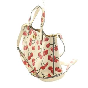 COACH 2WAYバッグ ハンドバッグ ショルダーバッグ チェリー柄 アイボリー 赤 黒 CA111 /MI OS