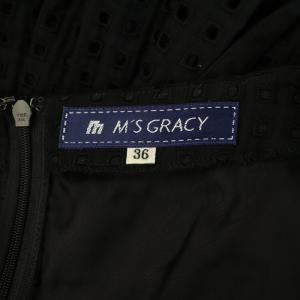 M'S GRACY カットワークフレアワンピース 膝丈 半袖 36 ブラック /MY OS