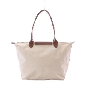 Longchamp ル・プリアージュ オリジナルL トートバッグ ハンドバッグ ベージュ フラップ付き スナップボタン ジッパー開閉