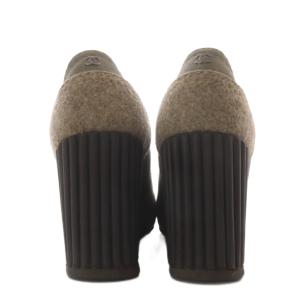 CHANEL パンプス ウエッジソール ココマーク 36.5 グレー ブラック G26858