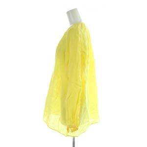 23区 LIBECO LINEN リネン スキッパーシャツ ブラウス 麻 リネン 36 黄 イエロー 無地 Vネック