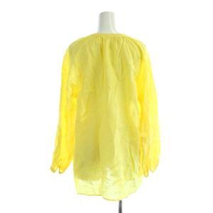 23区 LIBECO LINEN リネン スキッパーシャツ ブラウス 麻 リネン 36 黄 イエロー 無地 Vネック