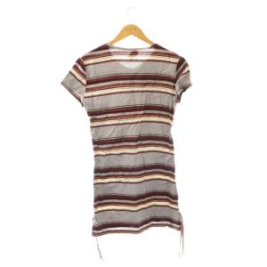 VIVIENNE WESTWOOD MAN ボーダーロングカットソー 半袖 44 グレー ワインレッド /HK OS