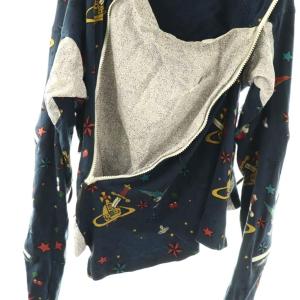 Vivienne Westwood 総柄変形ジップアップパーカーライカ期 44 ネイビー マルチカラー