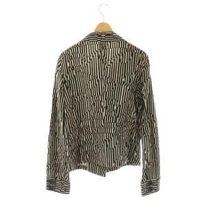 MAX MARA WEEKEND LINE ストライプ ジャケット ノーカラー コットン 44 ベージュ ブラック /CX OS