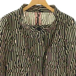 MAX MARA WEEKEND LINE ストライプ ジャケット ノーカラー コットン 44 ベージュ ブラック /CX OS