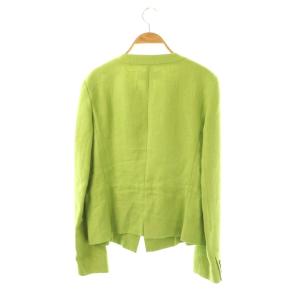 Max Mara リネンノーカラージャケット 総裏地 42 ライトグリーン /DO OS