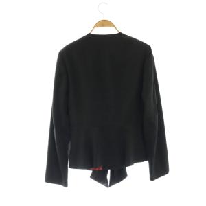 Max Mara 白タグ ジャケット ノーカラー スカート 膝丈 ストライプ セットアップ 42 ブラック /HK OS
