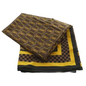 FENDI ストール 大判 コットン 総柄 茶 黄色 黒 /MI OS OH