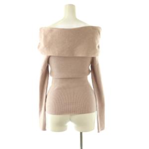 SNIDEL 25SS セットアップ ブローチ付オフショルニット カットソー フレアスカート F ピンク /DO OS