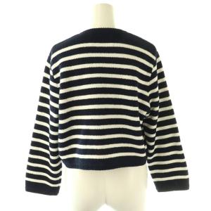 MACPHEE 24SS ハーフミラノ クルーネックカーディガン ニット ボーダー S ネイビー /HK OS