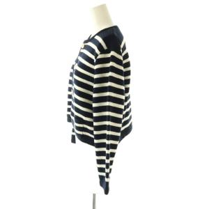 MACPHEE 24SS ハーフミラノ クルーネックカーディガン ニット ボーダー S ネイビー /HK OS