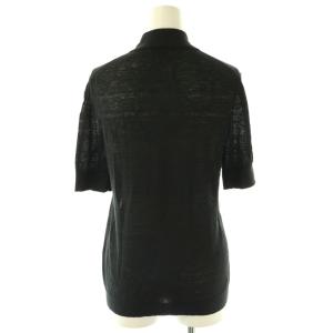 Theory SAG HARBOR POLO ニットポロシャツ 半袖 リネン S ブラック /HK OS