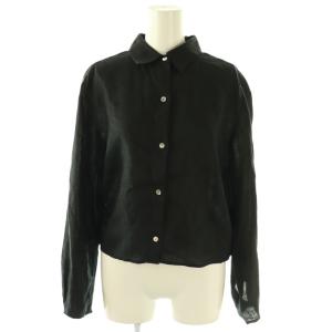 RELAXED LINEN PLEAT SLV SHIRT リネンシャツ 長袖 S ブラック /HK OS