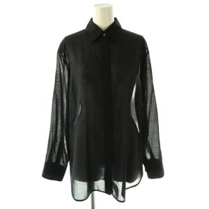 Wool Voile Classic Menswear Shirt シアーシャツ 長袖 S ブラック /HK