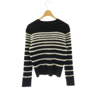ANAYI 24AW フェザーボーダー カーディガン ニット 長袖 38 ブラック ホワイト /HK OS