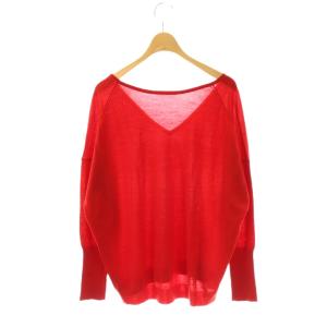 Deuxieme Classe Vネックプルオーバー ニット セーター 長袖 レッド /HK OS