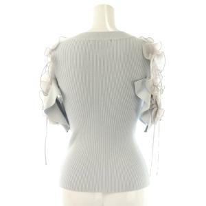 SNIDEL 25SS プリーツフリルニットプルオーバー カットソー オープンショルダー F サックス /HK OS