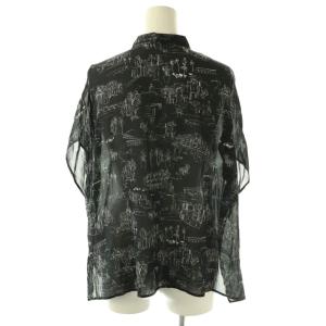 GALERIE VIE 25SSLandScapeシルクストレッチ スタンドネックボックスシャツ フレンチスリーブ F ブラック