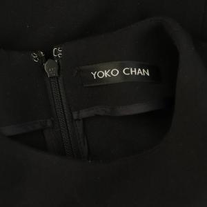 YOKO CHAN YOKOCHAN 裾サテン 長袖 ワンピース 切替 ストレッチ 36 ブラック /MY OS