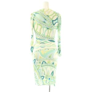 Emilio Pucci プッチ柄カシュクールワンピース 長袖 膝丈 I40 マルチカラー /DO OS