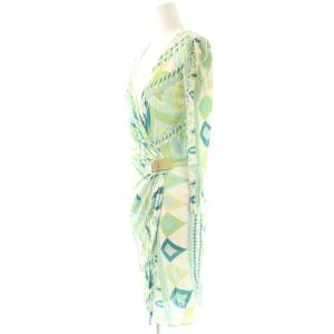Emilio Pucci プッチ柄カシュクールワンピース 長袖 膝丈 I40 マルチカラー /DO OS
