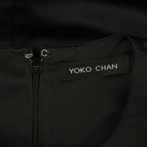 YOKO CHAN YOKOCHAN 裾フリル サテン ノースリーブ ワンピース 38 ブラック /MY OS