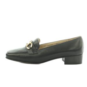 Salvatore Ferragamo ローファー モカシン レザー スクエアトゥ ビット金具 6.5D 24.0cm 黒 /MI OS