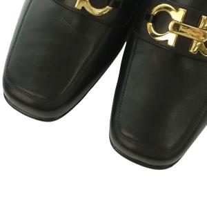 Salvatore Ferragamo ローファー モカシン レザー スクエアトゥ ビット金具 6.5D 24.0cm 黒 /MI OS