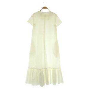 TSURU by Mariko Oikawa フロッキードットワンピース ロング 半袖 F ホワイト /MY OS
