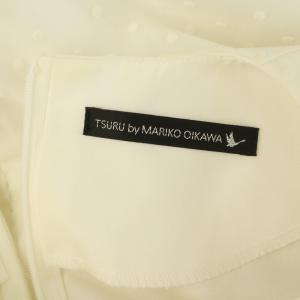 TSURU by Mariko Oikawa フロッキードットワンピース ロング 半袖 F ホワイト /MY OS
