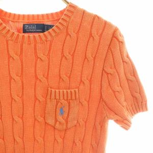 POLO RALPH LAUREN 半袖 ケーブルニット セーター S オレンジ /DF OS