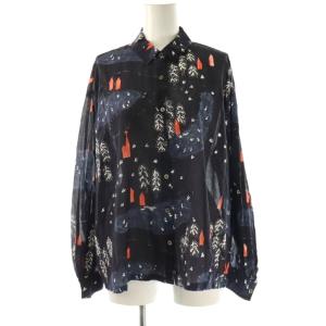 forest village シャツ シアー 38 ネイビー マルチカラー