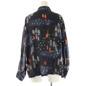 mina perhonen forest village シャツ シアー 38 ネイビー マルチカラー