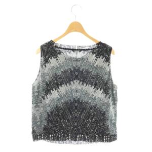 VIVIENNE TAM パワーネット  総柄 ノースリーブ カットソー S ブラック グレー /DF OS