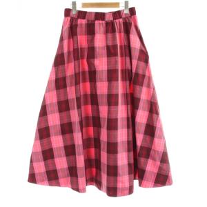 kate spade new york チェック ナイロンスカート M ピンク /AB OS