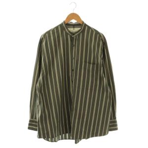 Stripe Over Shirts シャツ チュニック丈 ストライプ オーバーサイズ F チャコールグレー