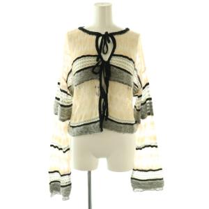 25AW 2way Ribbon Cardigan カーディガン ニット ボーダー 透かし編み モヘヤ混