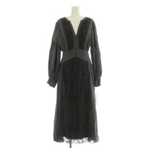 SHIRRING PLEATS DRESS プリーツワンピース レースアップ S グレー /MY OS