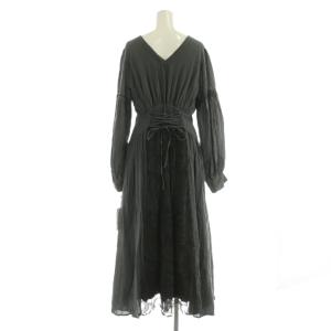 Ameri VINTAGE SHIRRING PLEATS DRESS プリーツワンピース レースアップ S グレー /MY OS