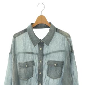 BEARDSLEY 25SS シフォンデニムシャツ ブラウス シアー F ネイビー /CX OS