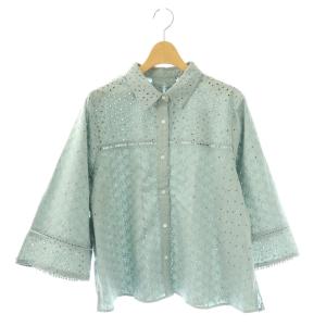 25SS エンブロイダリーレース襟付 ブラウス シャツ 前開き 5 スモークブルー /CX OS