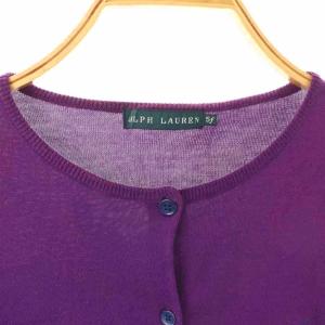RALPH LAUREN コットン ニット カーディガン 5f 紫 /SY OS
