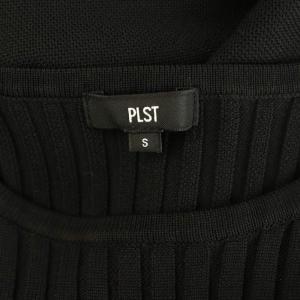 PLST 24SS ホールガーメントニットブレアワンピース ロング リブ 長袖 S ブラック /MY OS